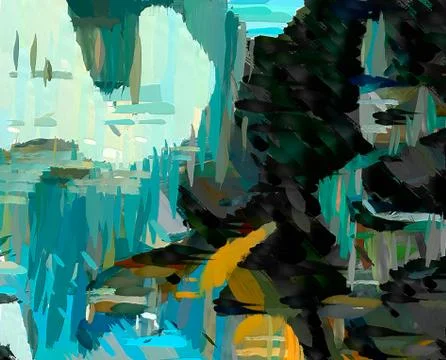 Abstract drawing texture with chaotic real paint brush strokes. Wall fine art Stock Illustration