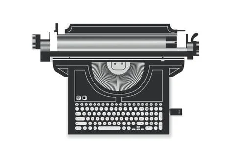 Abstract drawing of a typewriter, a laptop. Stock Illustration