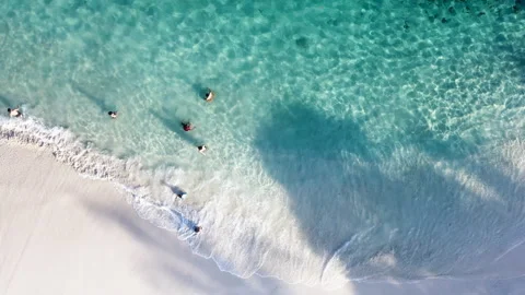 Abstract drone landscape of a white sand beach in Bali Indonesia Stock Footage 262973272