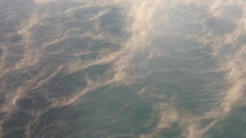 Abstract Drone Shot Of Mist Over Calm Water In Winter At Sunrise Stock Footage 301091424