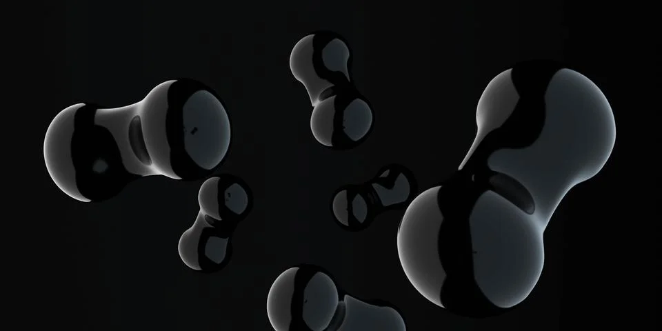 Abstract drop shape dark background 3d render illustration Stock Illustration