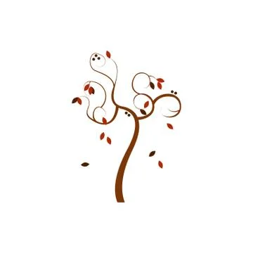 Abstract Dry Falling Autumn Tree Vector Art Illustration Design Stock Illustration