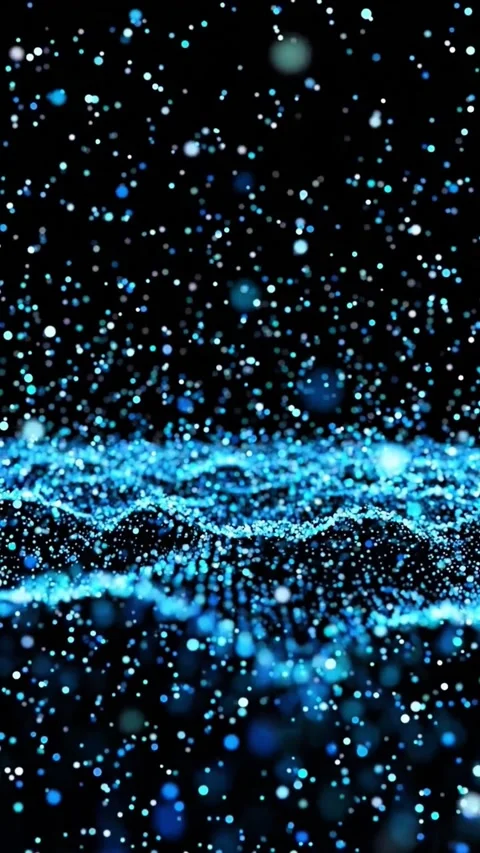 Abstract Dual Blue Particle Waves Vertical Background Stock Footage 342198569
