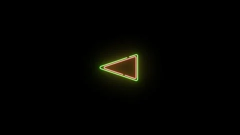 Abstract dual color neon triangle arrow pointer button on black background. 4k Видео 343987600