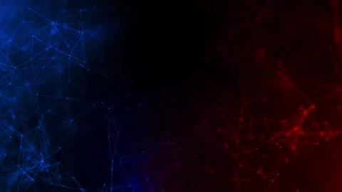Abstract dual color network visual red and blue connected points, thin polygon l Stock Footage 340572634