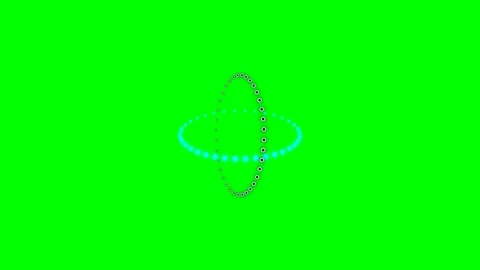Abstract dual ring formation glowing with light against a vibrant green scree Stock-Footage 340266990