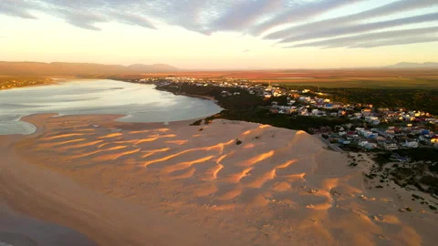 Abstract dune landscape patterns of Witsand near Breede river mouth at sunrise Stock Footage 335170963