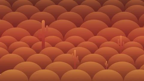 Abstract Dune Pattern with Cactus - Vector Illustration. Stock Illustration