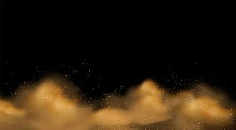 An abstract dust cloud with golden glowing glitter or particles along the bottom Stock Illustration