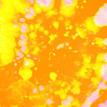 Abstract Dye. Hippie Spiral Patterns. Yellow Stock Illustration