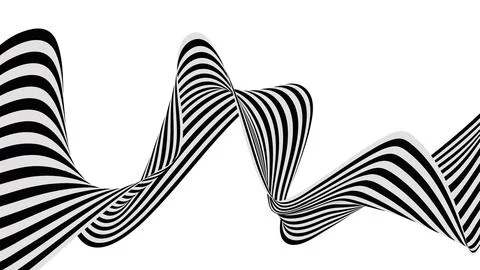 Abstract dynamic 3D line wave art on white background. Dynamic wave pattern Stock Illustration