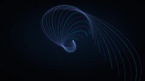 Abstract dynamic background features spiraling glow lines on a dark backdrop. Vídeos de archivo 341770692