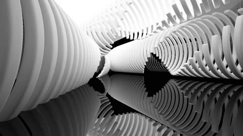 Abstract dynamic black and white interior .  Stock Footage 92293003