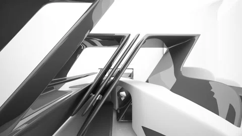 Abstract dynamic black and white interior . Stock Footage 93966733