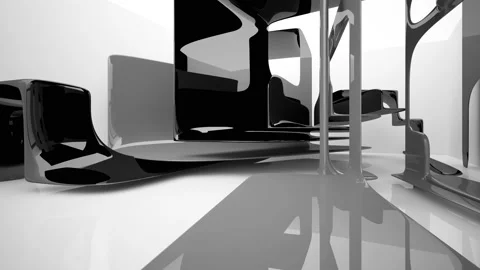 Abstract dynamic black and white interior . Stock Footage 96724749