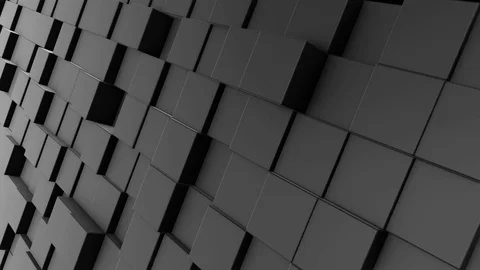 Abstract dynamic black cube blocks wall with random motion Video stock 80987065