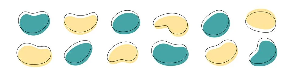 Abstract dynamic blob wave set. Organic wave circle, amoeba creative blob. Fl Stock Illustration