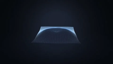 Abstract dynamic blue grid waving in dark space representing network data flo Stock Footage 346989014