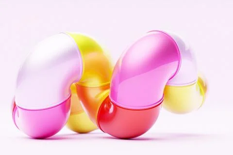 Abstract dynamic   colorful   shape. 3D illustration and rendering. Elegant l Illustrazione stock