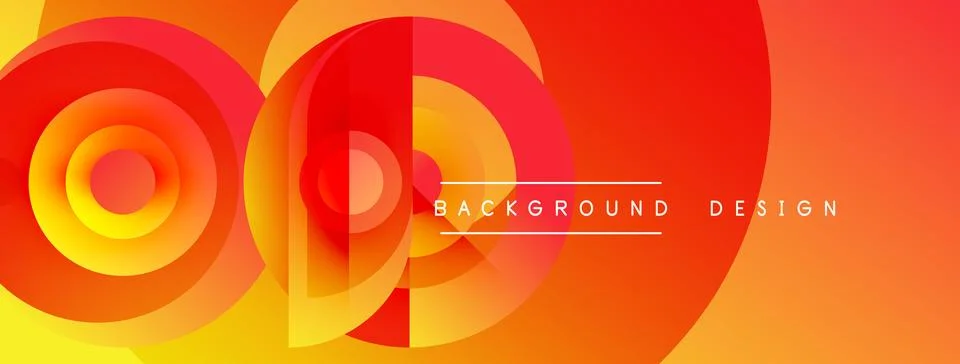 Abstract dynamic composition. Concentric circles, overlapping shapes create Stock Illustration