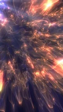 Abstract dynamic composition of glowing orange and blue light waves forming.. Stockillustratie