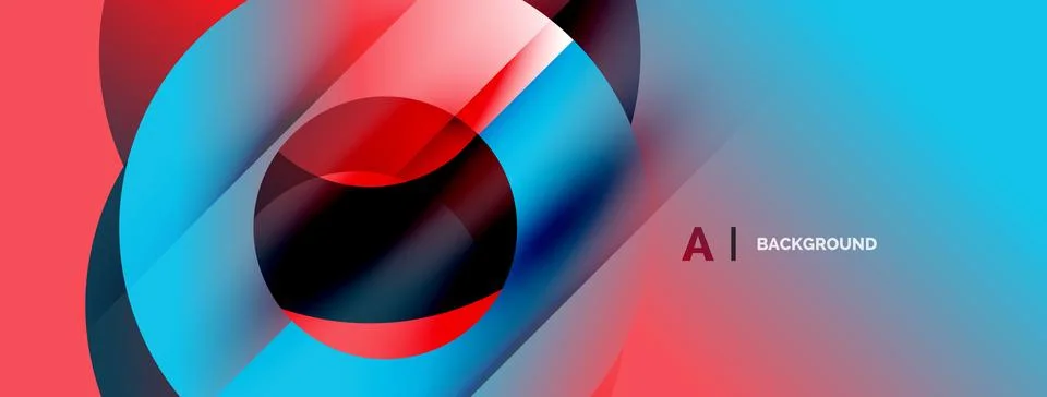 Abstract dynamic composition. Overlapping circles create flowing gradients, Stock Illustration