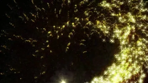 Abstract dynamic cool particle fluid background material Stock Footage 334098300