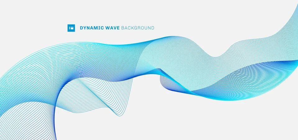 Abstract dynamic curve flow blue wave lines on white background Stock Illustration