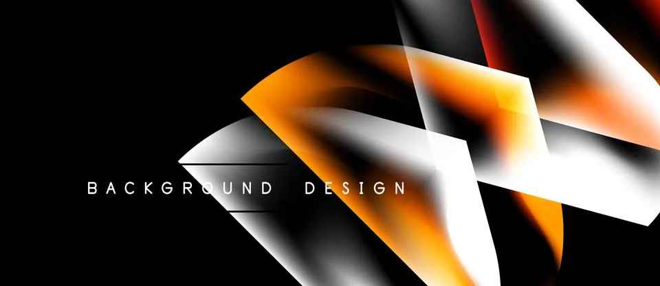 Abstract dynamic design. Orange, white, black gradients create modern look. Ilustração Stock
