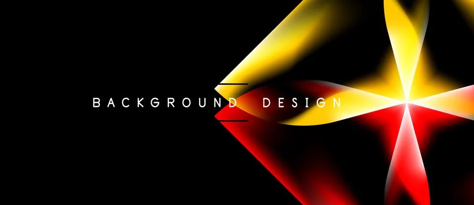 Abstract dynamic design. Vivid yellow, red gradients over black backdrop. M.. Ilustração Stock