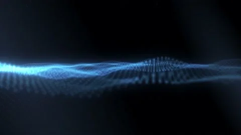 Abstract Dynamic digital particle wave motion with glowing light effect, 3D,4K Stock Footage 143852430