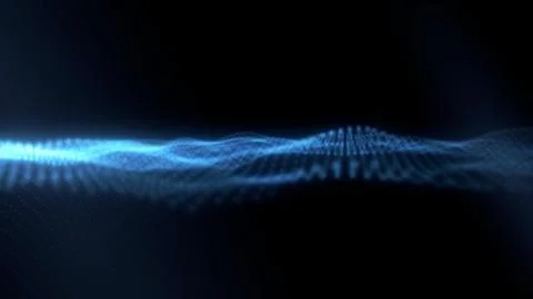 Abstract Dynamic digital particle wave patterns with glowing light effect. Illustrazione stock