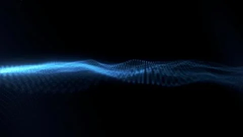 Abstract Dynamic digital particle wave patterns with glowing light effect. Illustrazione stock