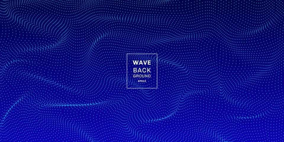 Abstract dynamic dots wave 3D pattern particles on blue background and textur Stock Illustration