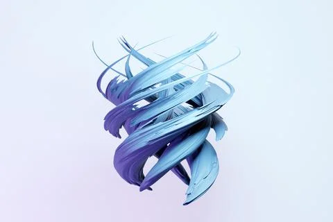 Abstract dynamic droplet shape with blue smooth objects, sides on a white iso Illustrazione stock