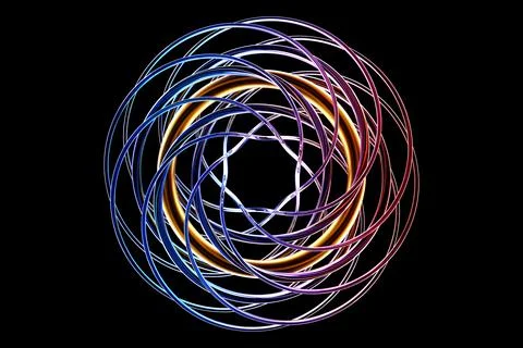 Abstract dynamic droplet shape with blue smooth objects, sides on a black iso Stock Illustration