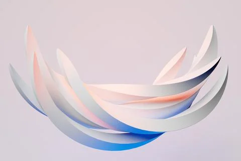 Abstract dynamic droplet shape with blue smooth objects, sides on a white iso Stock Illustration