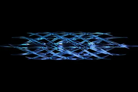 Abstract dynamic droplet shape with blue   smooth objects, sides d. 3D illust 스톡 일러스트