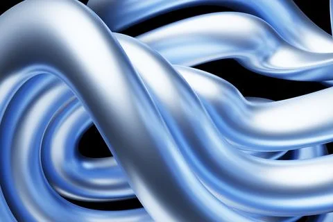 Abstract dynamic droplet shape with blue smooth objects  on a black  backgrou Illustrazione stock