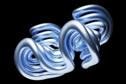 Abstract dynamic droplet shape with blue smooth objects  on a black  backgrou イラスト素材
