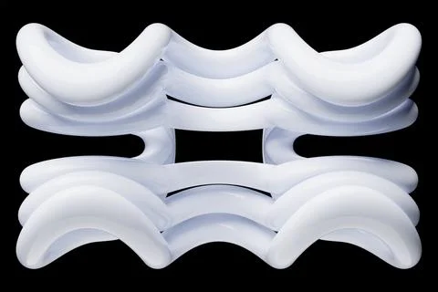 Abstract dynamic droplet shape with white smooth objects  on a black  backgro 스톡 일러스트