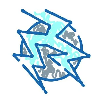 Abstract dynamic energy sphere with lightning doodle design Stock Illustration