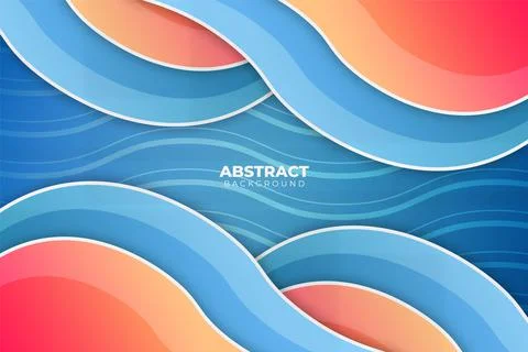 Abstract Dynamic Fluid Blue and Orange Background Overlapped Layer Stock Illustration