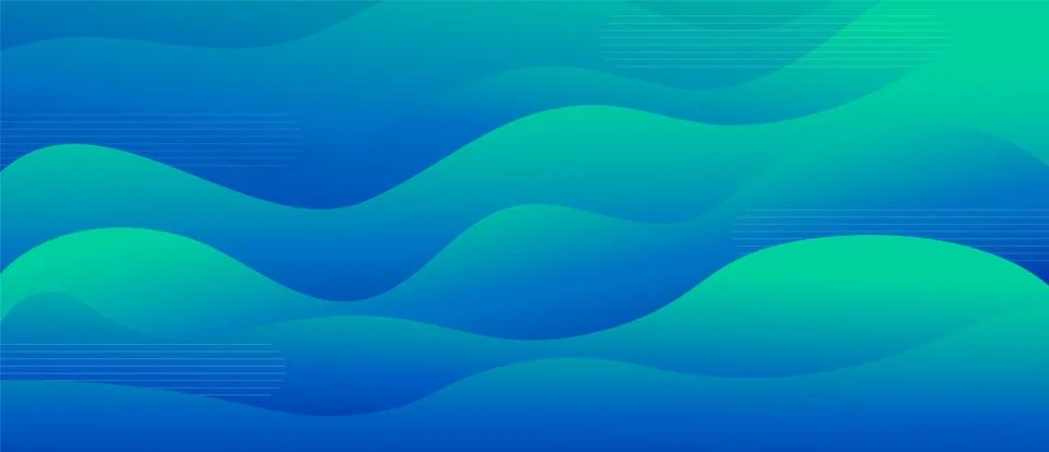 Abstract dynamic fluid gradient colorful blue and green wave with line vector Stock Illustration