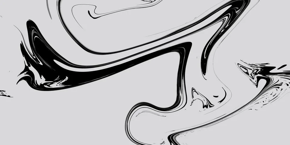 Abstract Dynamic Fluid Lines Swirl Wave Black and White Graphic Design. Stock Illustration