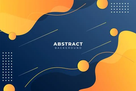 Abstract Dynamic Fluid Shape Blue and Gradient Yellow Background with Wavy Li Stock Illustration