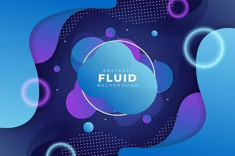 Abstract Dynamic Fluid Shape Purple and Blue Background with Glowing Circle Stock Illustration