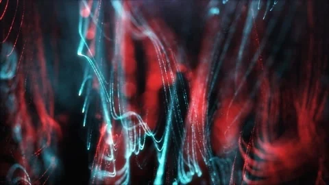 Abstract dynamic glowing lines blue red dot Stock Footage 258068988