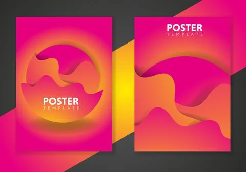 Abstract dynamic gradient graphic elements in modern style. Orange Posters 스톡 일러스트