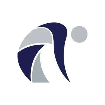 (Abstract Dynamic Human Form Logo. This elegant graphic combines fluid curv.. Stock Illustration